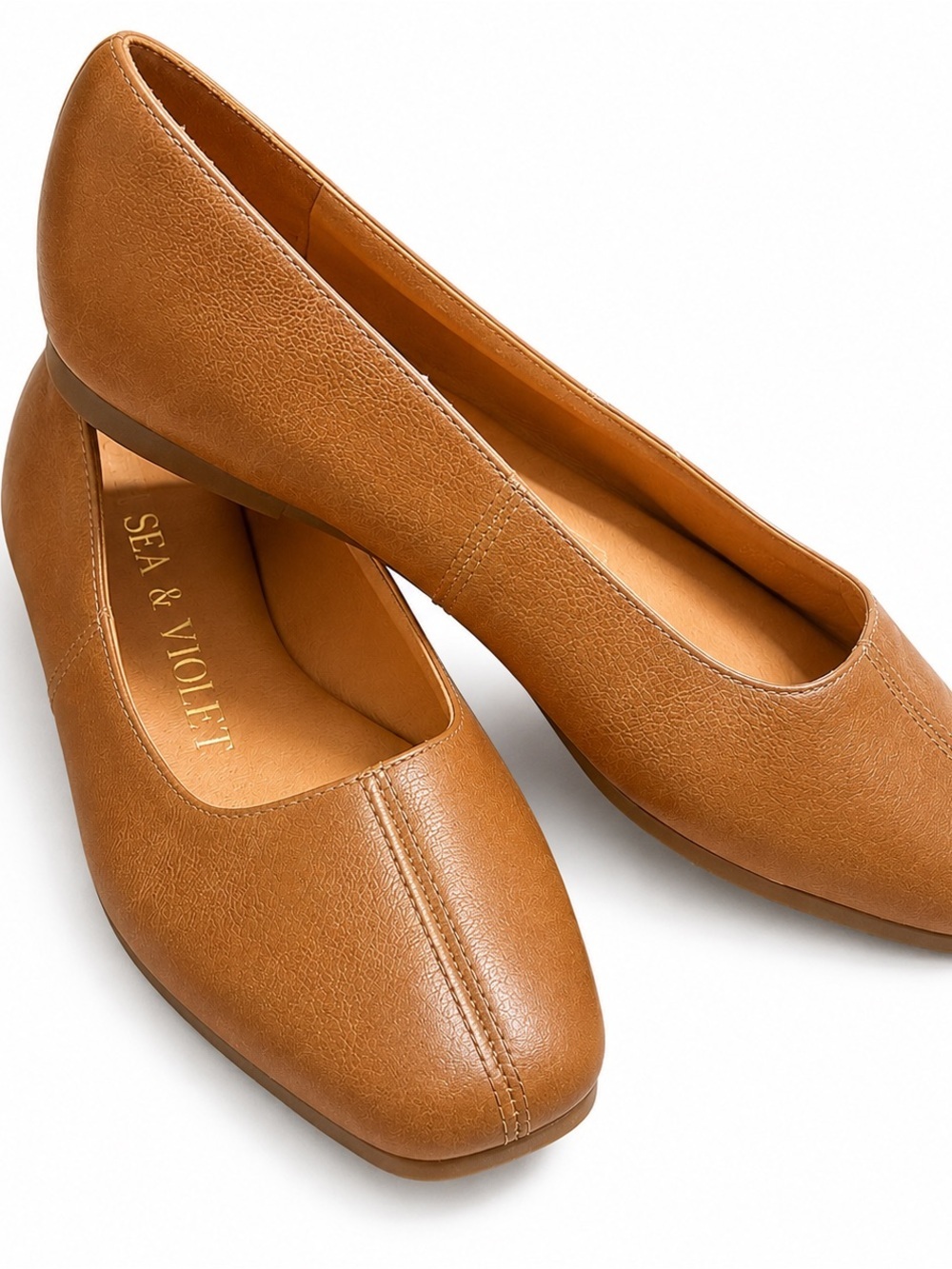 Chelsea & Violet leather square toe ballet flats seam detail shoes 7.5 casual